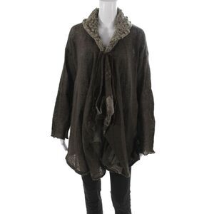 Marilu Women Collared Brown Cardigan Long Sleeve Polyacrylic Size XL